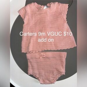 Carter's Pink Knit Scallop Trim Kids Matching Diaper Set